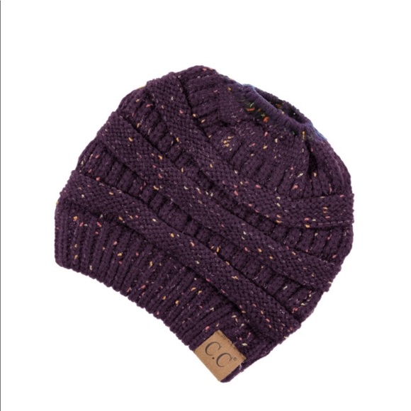 Accessories - Confetti Purple Messybun C.C beanie High Ponytail